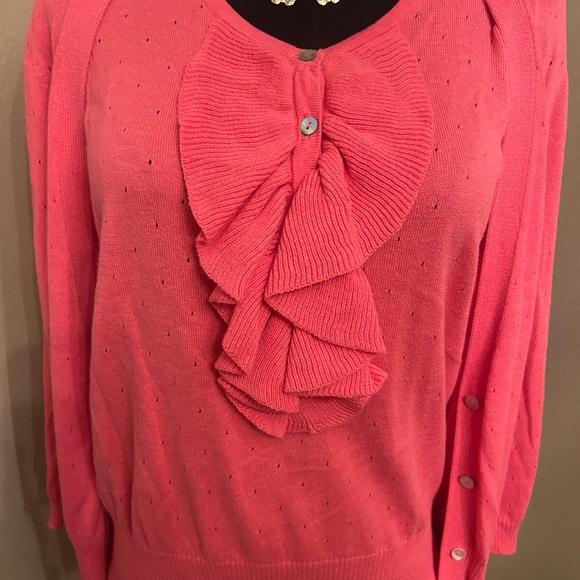 Joseph Pink Ruffle Front Cardigan - Picture 3 of 14